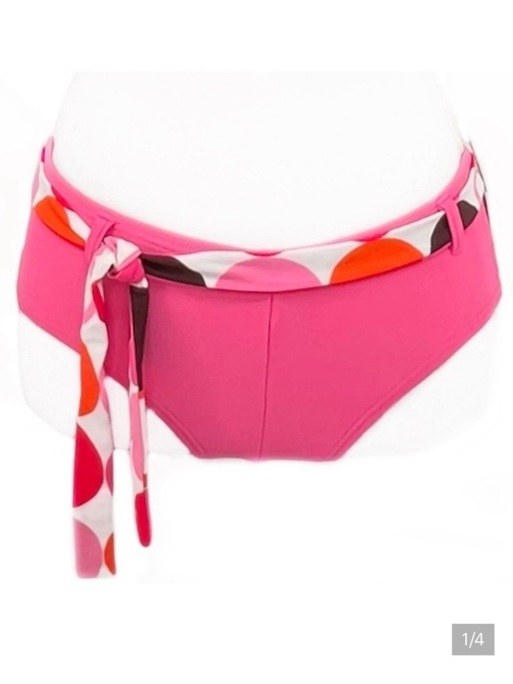 NEW Hot Water Pink Orange Brown Brown Polka Dot Retro Hipster Bikini Bottoms M